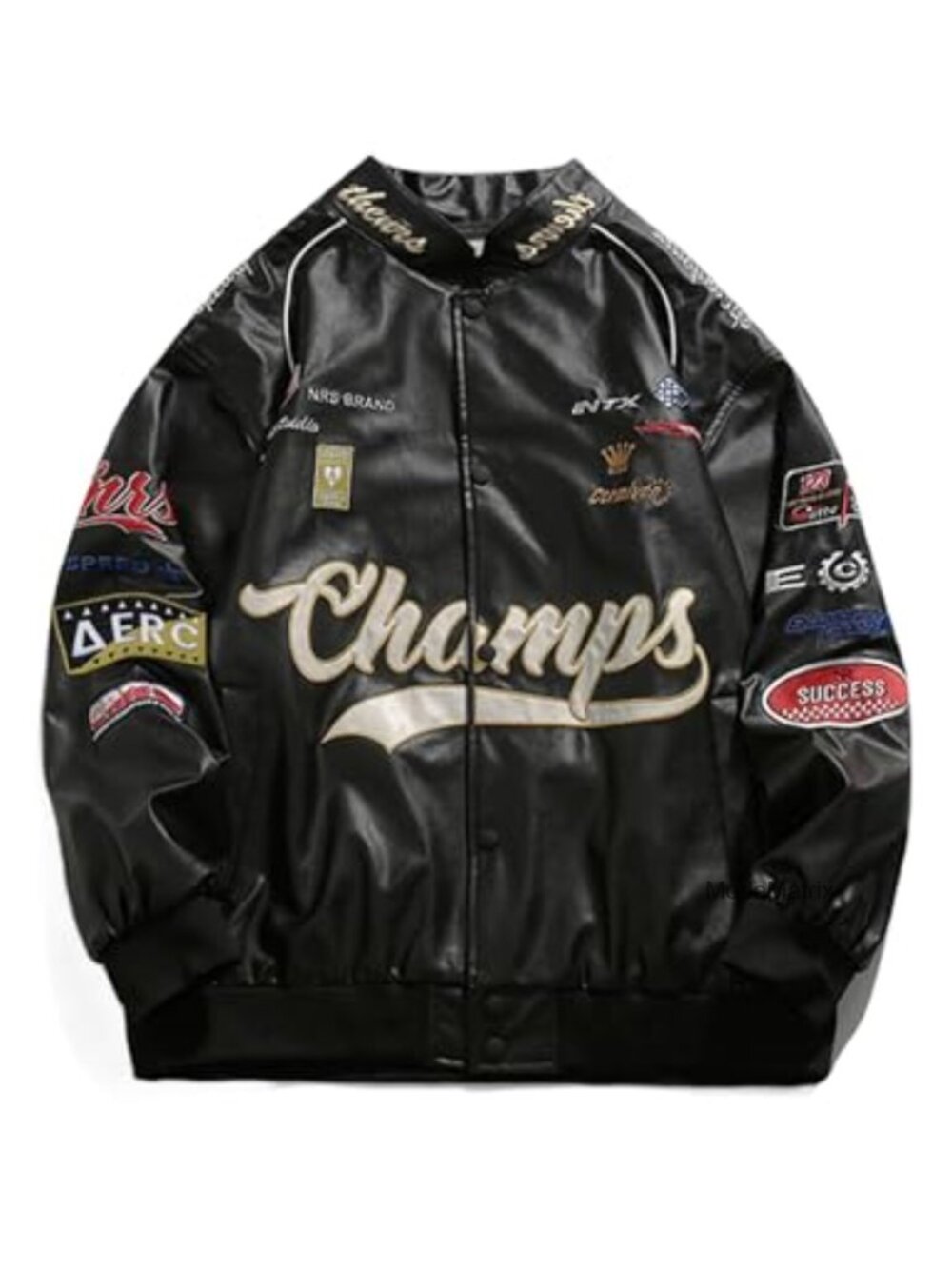 Faux Leather Racing Jacket Oversized Motorcycle Biker Streetwear